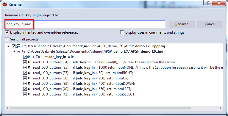 Easy access to find and rename in Visual Micro for Atmel Studio